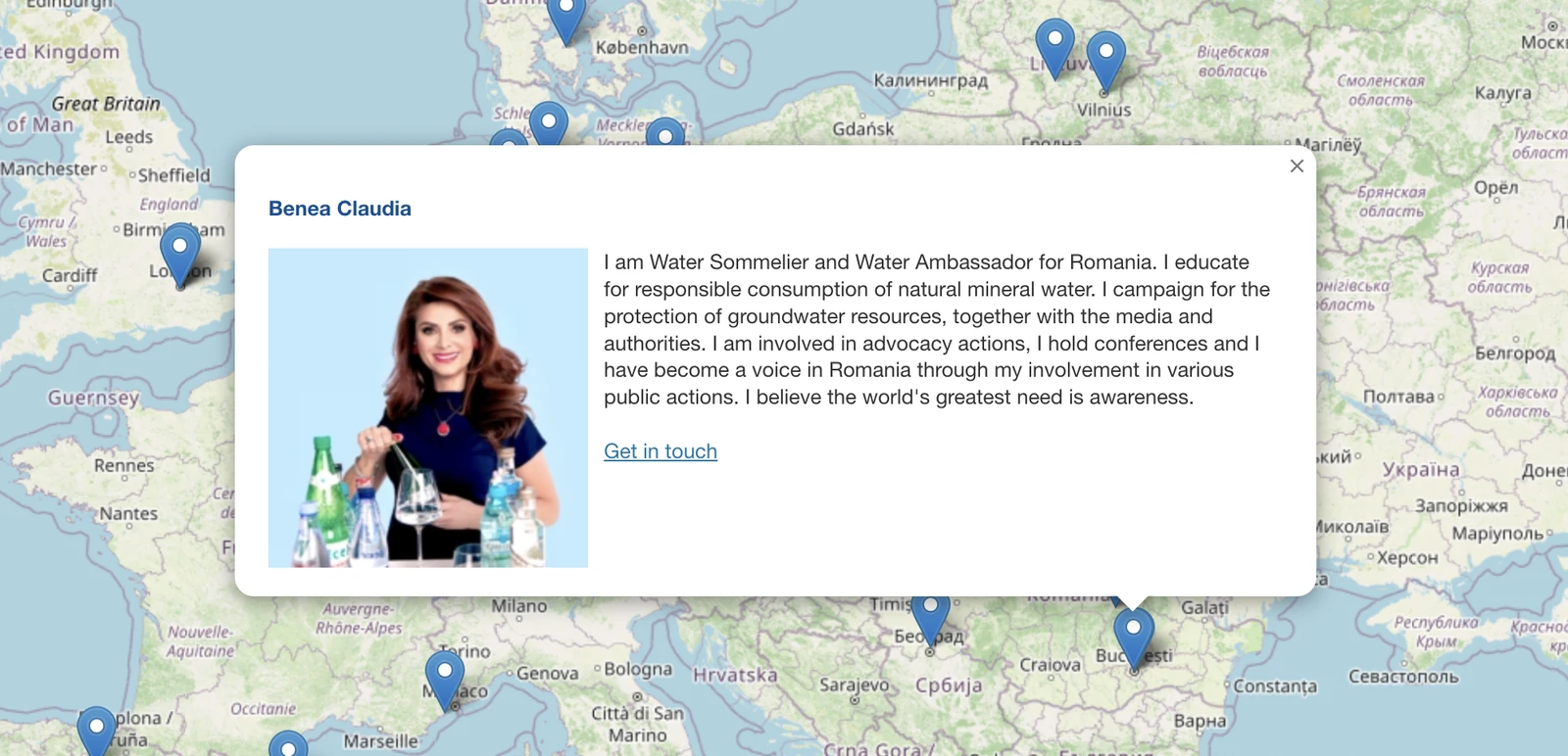 Claudia Benea în directorul oficial Water Sommelier Union